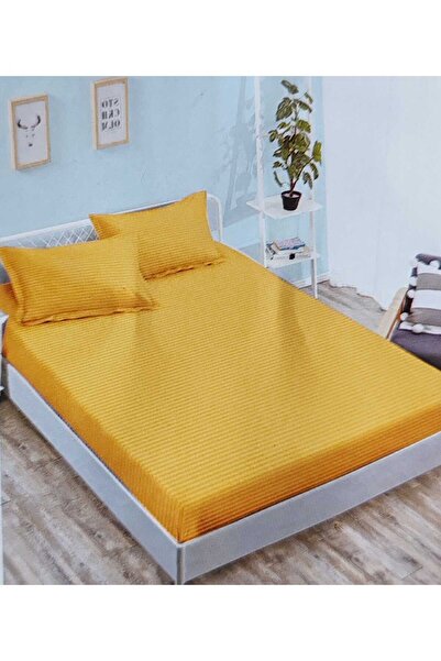 Pucioasa Double bed linen, Damask, Sulphur, 6 pieces, Fitted sheet 230x250 cm