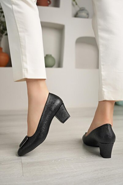 Nesil Shoes Desca 220 Siyah Nova Topuklu Günlük Kadın Ayakkabı