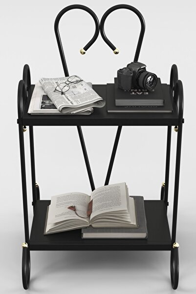 ARGİMO Bergama Retro Ferforje Metal Komodin Siyah