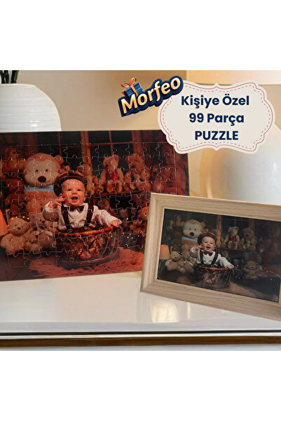 Morfeo Gifts Kişiye Özel Fotoğraflı Parça Puzzle A4 Boyut, Ayaklı