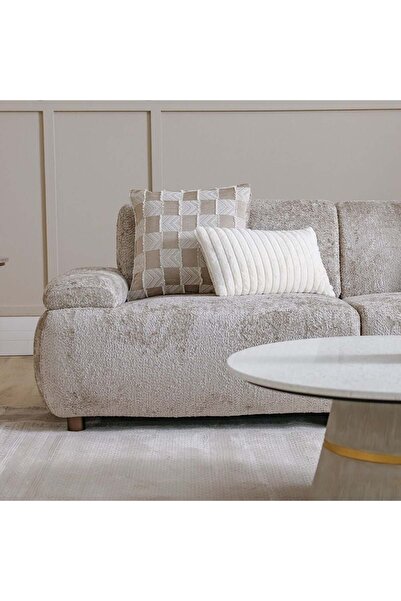 Danube Home Valira 3 Seater Fabric Sofa - Beige L232xW104xH81cm