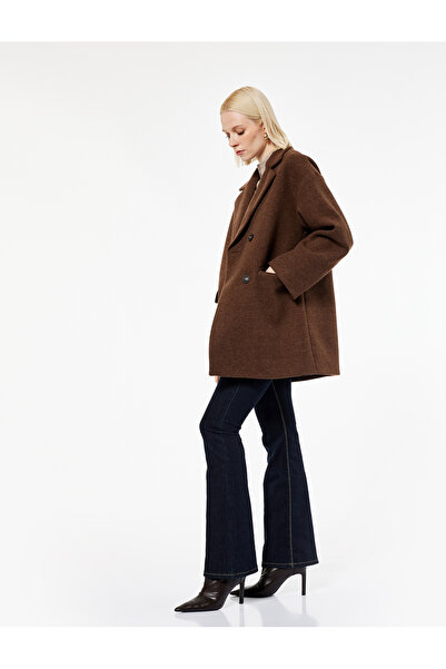 Koton Μακρυμάνικο παλτό με διπλό στήθος με τσέπες με κουμπιά