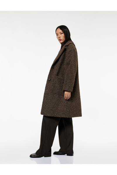 Koton Μακρυμάνικο παλτό με διπλό στήθος με κουμπιά και τσέπες