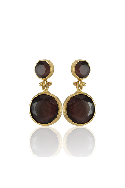 Design by Kadir Kadir Jewellery 22 Ayar Altın Kaplama Kadın Taşlı Küpe -El İş...