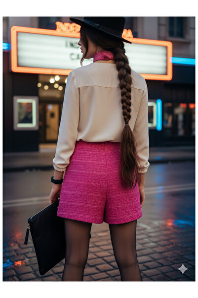 Genel Markalar Fuşya renk tüvit şort etek