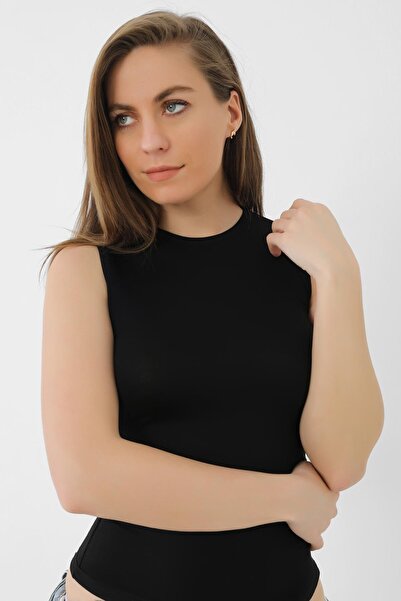Arma Yıldız Black Women's Bamboo T-Shirt Crew Neck Sleeveless Undershirt