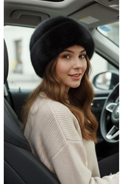 mlio قبعة قلب قطيفة سوداء اللون على الطراز الروسي