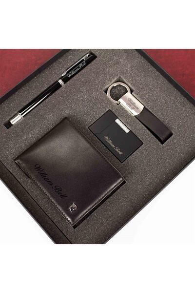 Pierre Cardin Deri Cüzdan Kalem Çakmak Ve Anahtarlık Seti P075