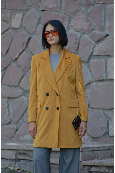 Fatma Atasoy Kadife Hardal Dad Ceket