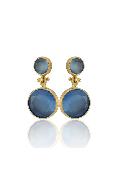 Design by Kadir Kadir Jewellery 22 Ayar Altın Kaplama Kadın Taşlı Küpe -El İş...