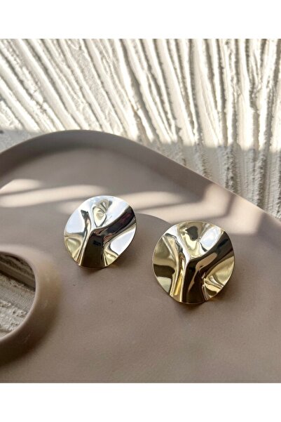 GİS JEWELRY Antik Yansıma Gold Plaka Küpe