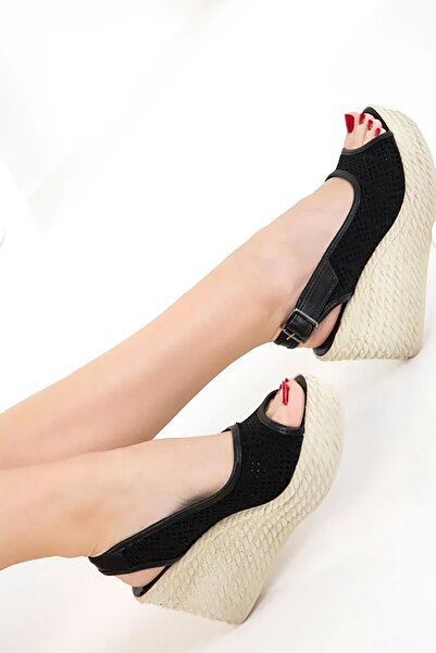 Celira Black Women's Wedge Heeled Shoes