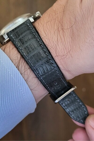 Onywatch حزام ساعة من جلد الإغوانا الحقيقي مقاس 20 مم، حزام ساعة جلدي مقاس 20 مم، حزام ساعة مقاس 20 مم، حزام ساعة مقاس 20 مم