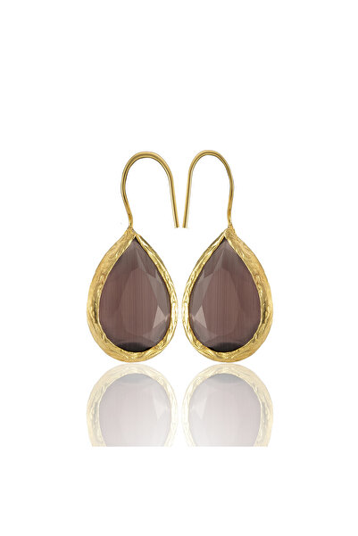 Design by Kadir Kadir Jewellery 22 Ayar Altın Kaplama Damla Taşlı Küpe -El İş...