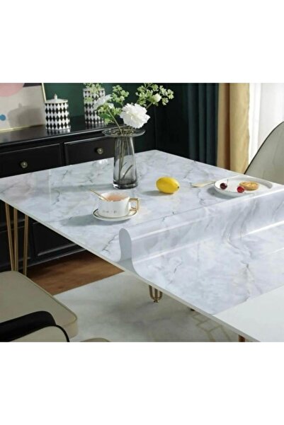 egeceyiz home Mermer Desenli Kalın PVC 1,2 mm 142/A Masa Örtüsü Masa Koruyucu