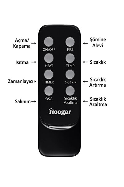 Hoogar German 2071 L White Oval Seri OLED Şömineli Ekran Dijital Kule Tipi Seramik Fanlı Isıtıcı 80 CM