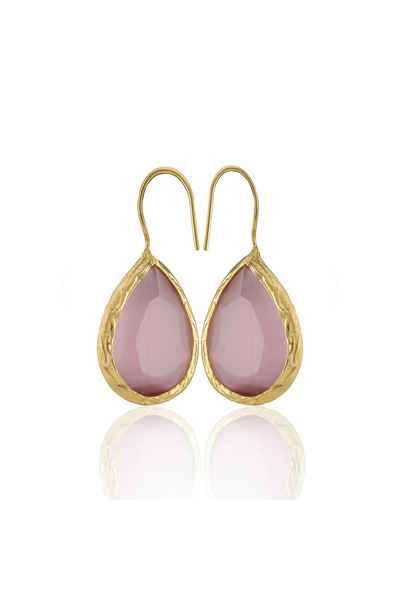 Design by Kadir Kadir Jewellery 22 Ayar Altın Kaplama Damla Taşlı Küpe -El İş...