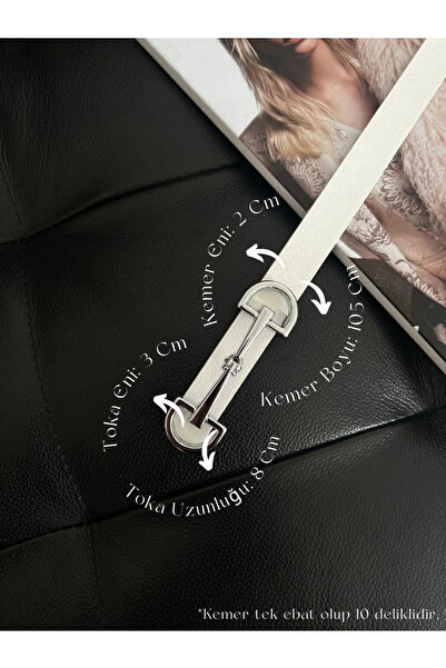 Fiori Λεπτή λευκή γυναικεία ζώνη με μακριά ασημένια πόρπη, ζώνη παλτό, ζώνη π...