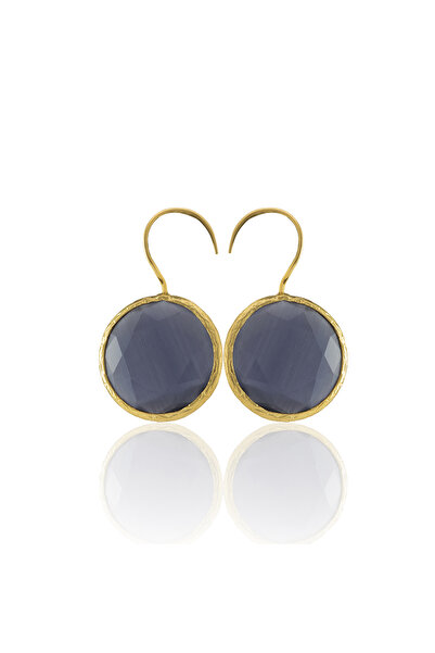 Design by Kadir Kadir Jewellery 22 Ayar Altın Kaplama Kadın Taşlı Küpe -El İş...