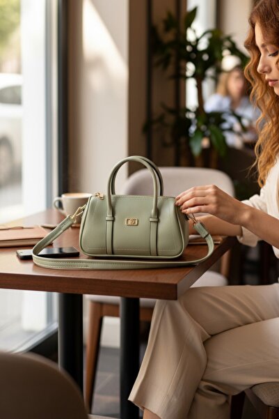 Classbag Çift Şeritli Minimal Mint Yeşili Çapraz Askılı Kadın El ve Omuz Çantası