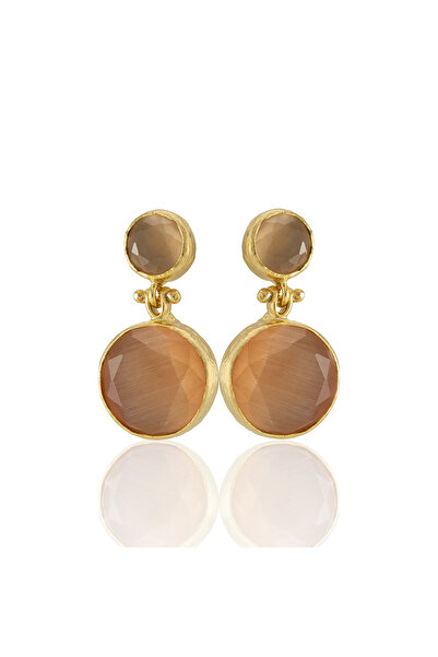 Design by Kadir Kadir Jewellery 22 Ayar Altın Kaplama Kadın Taşlı Küpe -El İşçiliği Ve Hipoalerjenik Küpe