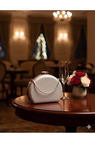 mlio Silver Glitter Women's Glitter Evening Dress Bag Flask Wedding Invitation Bag