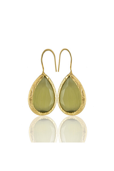 Design by Kadir Kadir Jewellery 22 Ayar Altın Kaplama Damla Taşlı Küpe -El İşçiliği Ve Hipoalerjenik Küpe