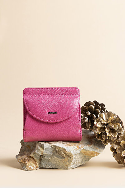 Grande 2833 Hakiki Deri Elegance Mini Kadın Cüzdanı Fuşya