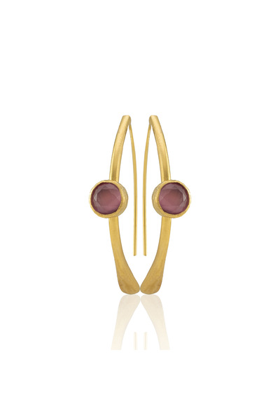 Design by Kadir Kadir Jewellery 22 Ayar Altın Kaplama Kadın Taşlı Küpe -El İş...