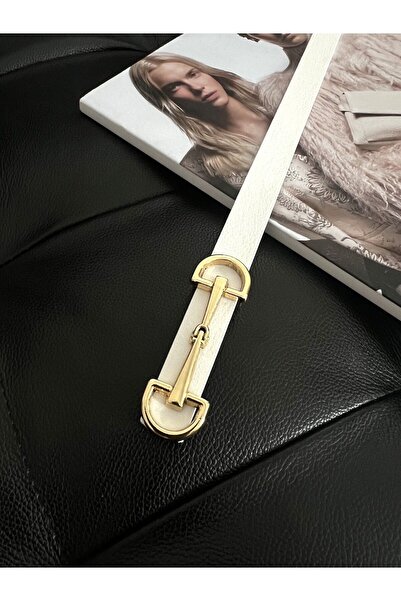 Fiori Curea albă subțire pentru femei cu cataramă lungă de aur, centură pentru haine, centură pentru cămașă, centură pentru rochie