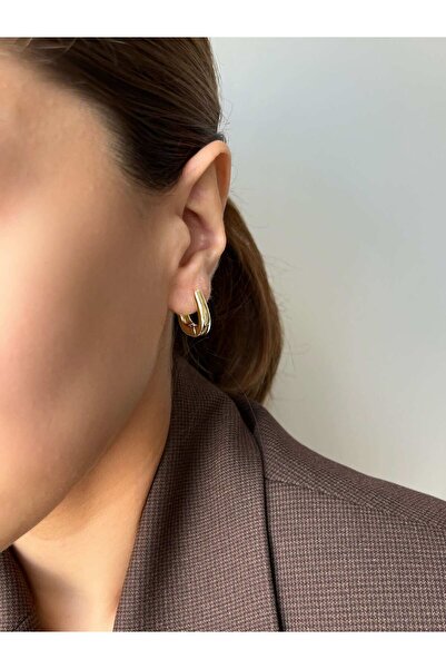 Font Parlak Minimalist Klipsli Küpe