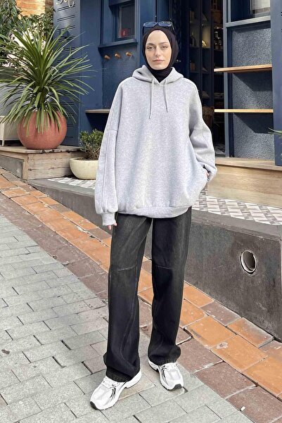 lamelif Оверсайз-свитшот з капюшоном і бічними кишенями