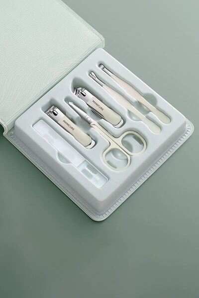 Chavin Çantalı 6 Parça Çelik Manikür Tırnak Makası Kulak Temizleme Seti cin811ys