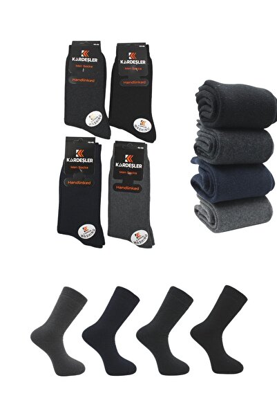KARDEŞLER ÇORAP Мъжки хавлиени памучни зимни многоцветни чорапи Термо 4 бр
