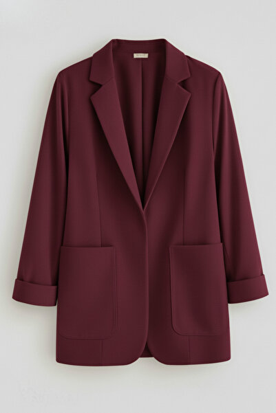 Hanezza YENİ !! SARAP RENGİ Kadın Blazer Ceket | Büyük Beden | Takım Elbise Uyumlu