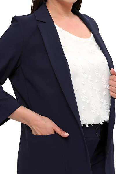 Hanezza Kadın Blazer Ceket | Lacivert | Büyük Beden | 7 Renk | Takım Elbise Uyumlu