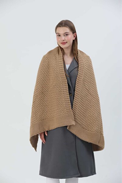 Sheilar شال تريكو محبوك على شكل سلة