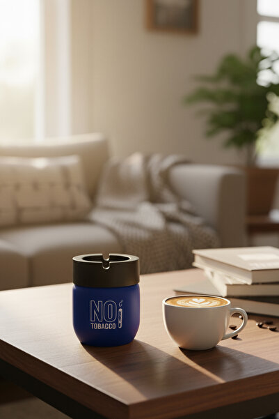 Mefa Mutfak Araç İçİ Kokusuz Plastik Kapaklı Ev Ofis Ve Araç içi Küllük 425 cc - 2'li / MAVİ