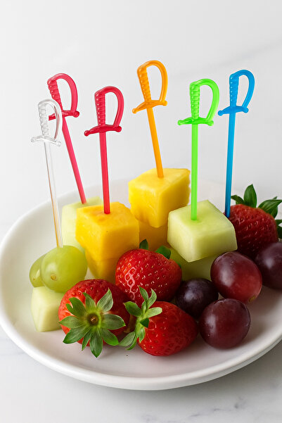 sinisgroupelektronik Cips Çatalı Kılıç 100 Adet/paket Plastik Kılıç Kürdan Cips Meyve, Tatlı, Baklava, Kanepe Çatalı