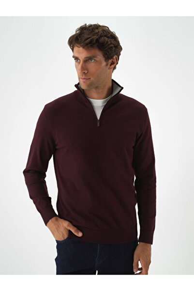 Xint Erkek Bordo Pamuk Dokulu Regular Fit Kazak