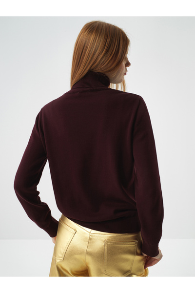 Xint Kadın Bordo Pamuk Dokulu Regular Fit Kazak