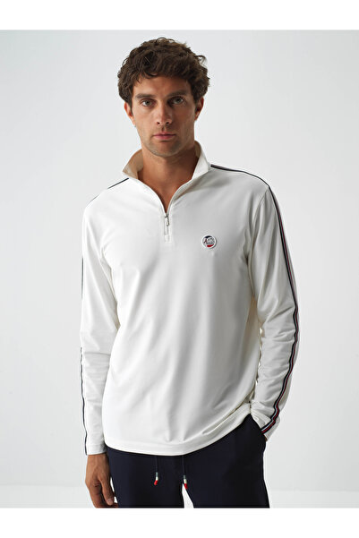 Xint Erkek Ekru Esnek Dokulu Regular Fit Sweatshirt