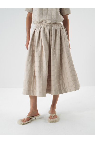 Xint Kadın Naturel Kapitone Dokulu Oversize Etek