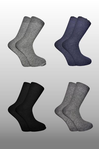 KARDEŞLER ÇORAP Ανδρικές χειμερινές κάλτσες από μαλλί αρνιού πολύχρωμες 4 τεμαχίων