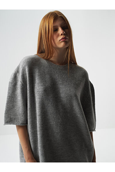 Xint Kadın Gri Yumuşak Dokulu Oversize Kazak