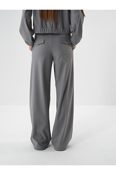 Xint Kadın Gri Esnek Dokulu Oversize Pantolon