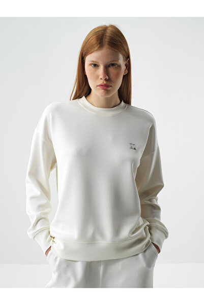 Xint Kadın Ekru Modal Dokulu Oversize Sweatshirt