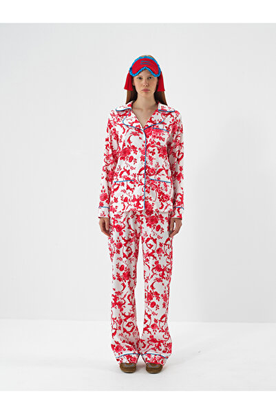 Xint Kadın Kırmızı İpeksi Saten Regular Fit Pijama Seti