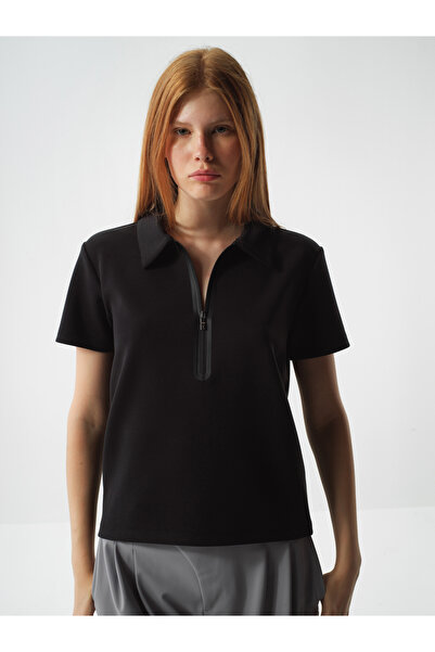 Xint Kadın Siyah Modal Dokulu Regular Fit Tişört