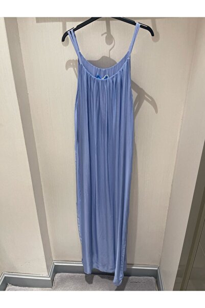 MADE İN ITALY Italian Silk Dress with Inner Lining Strap Blue